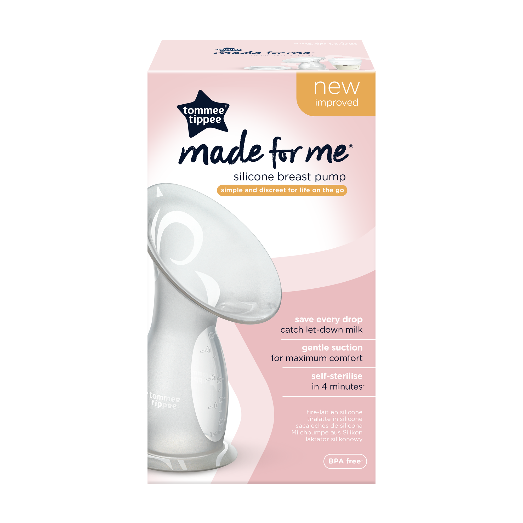 Tommee Tippee Silicone Manual Breast Pump and Let Down Catcher to Express, Relieve or Catch Excess Milk, Includes Sterilising Lid, 100ml, Clear