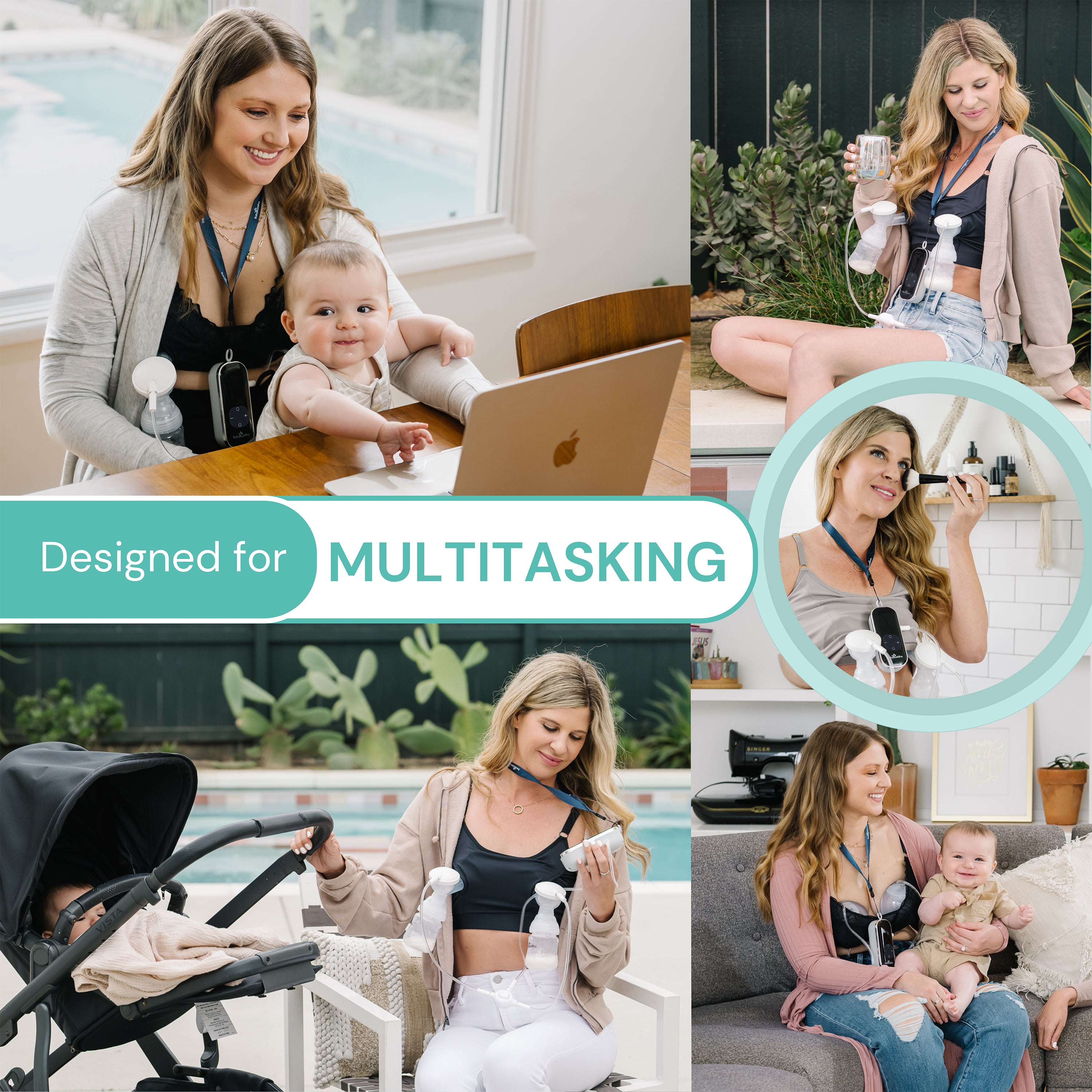 Mother is pumping breast milk