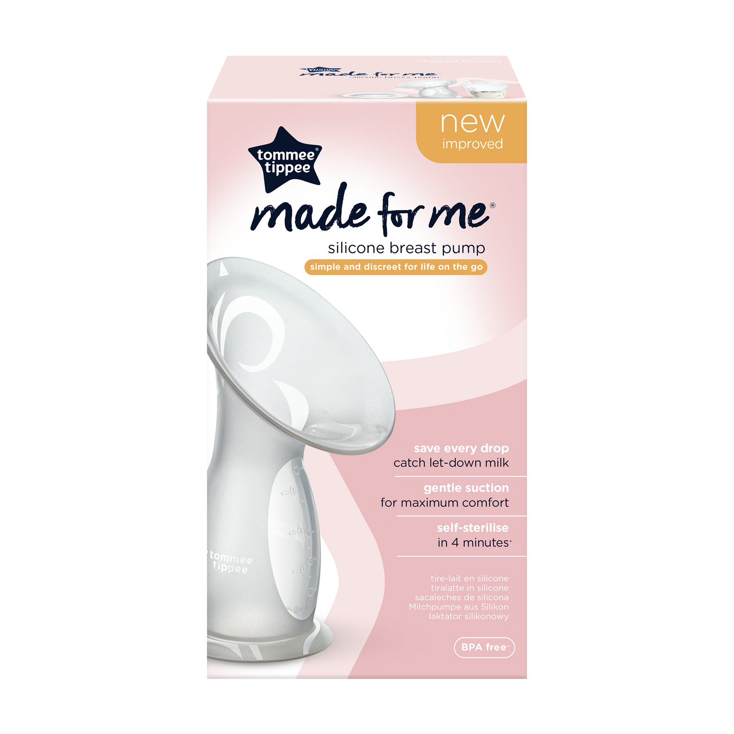 Tommee Tippee Silicone Manual Breast Pump and Let Down Catcher to Express, Relieve or Catch Excess Milk, Includes Sterilising Lid, 100ml, Clear